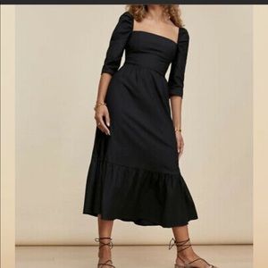Reformation Cyprus Dress Black Midi NWOT B339